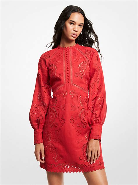 michael kors zinnia|Floral Embroidered Hemp Mini Dress .